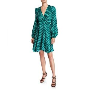 Milly | Milky Siena Wrap Dress, Black Green Polka Dot